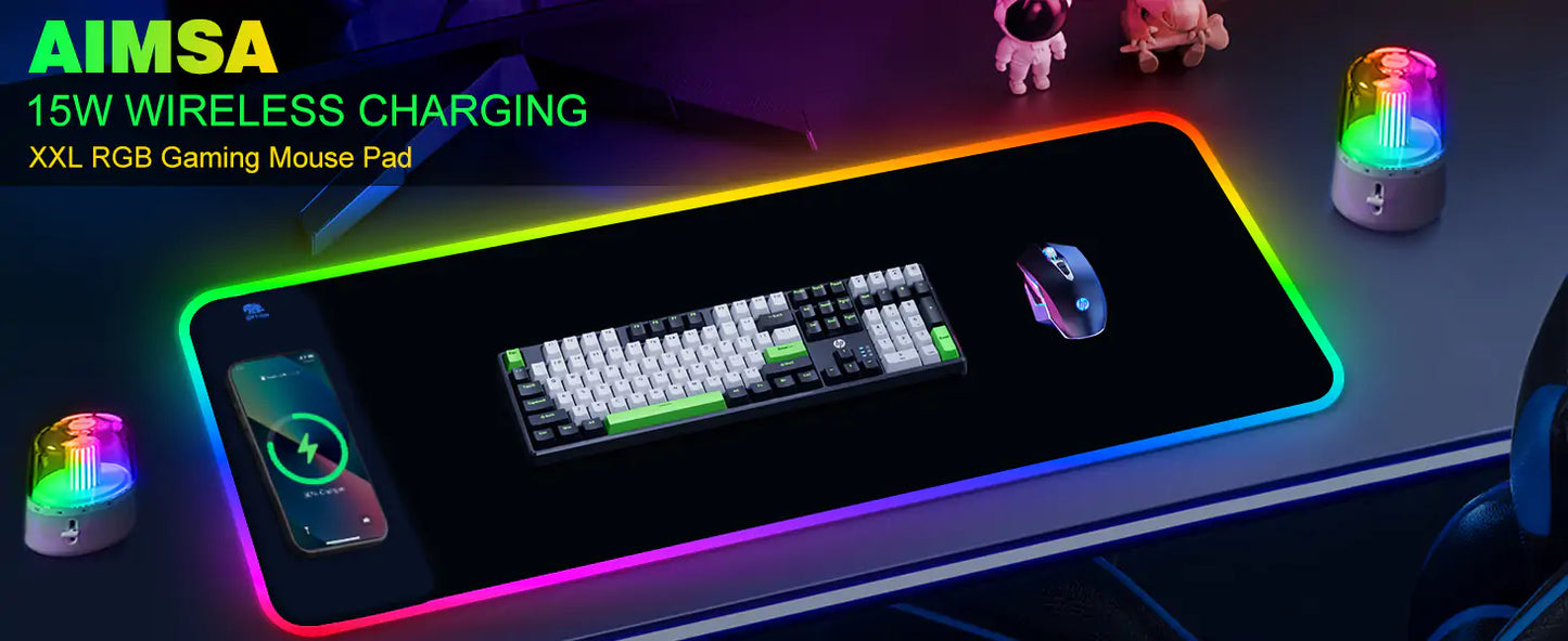 RGB Gaming Mouse Pad,Wireless Charging Mouse Pad