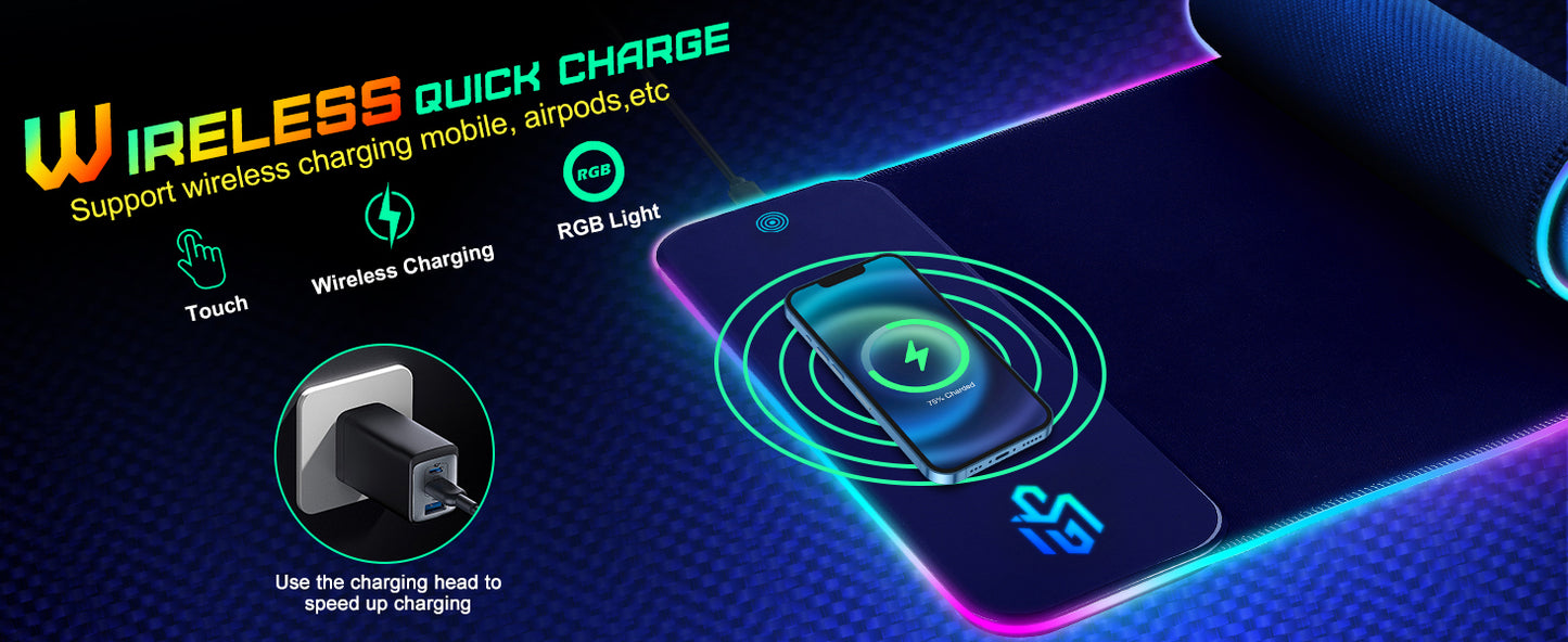 RGB Gaming Mouse Pad,Wireless Charging Mouse Pad